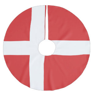 Denmark flag brushed polyester tree skirt