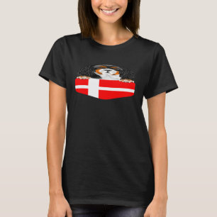 Denmark Flag Cavalier King Charles Spaniel Dog In T-Shirt