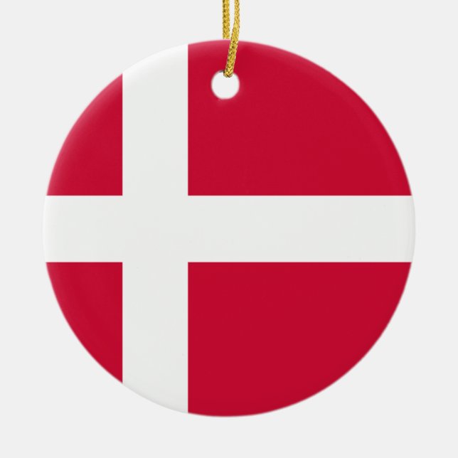Denmark Flag Ceramic Tree Decoration (Front)