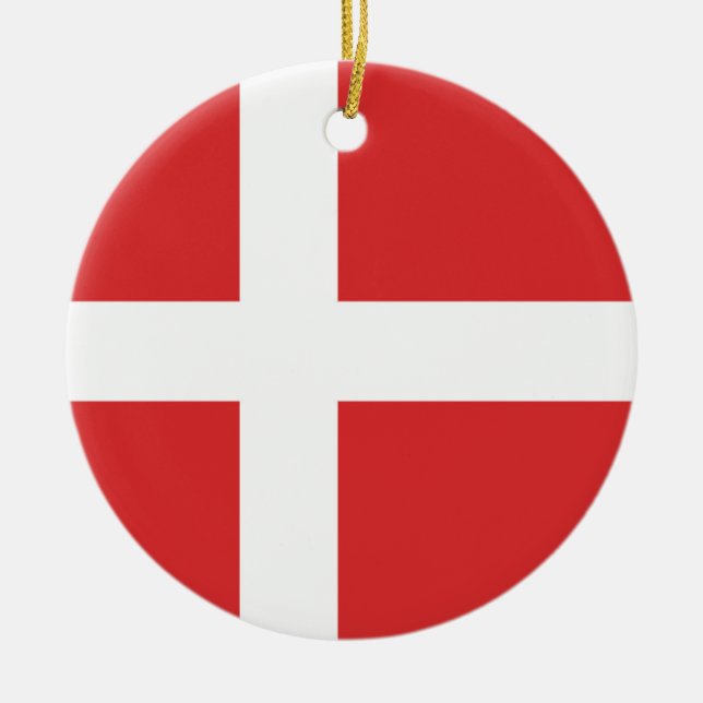 Denmark flag ceramic tree decoration (Front)