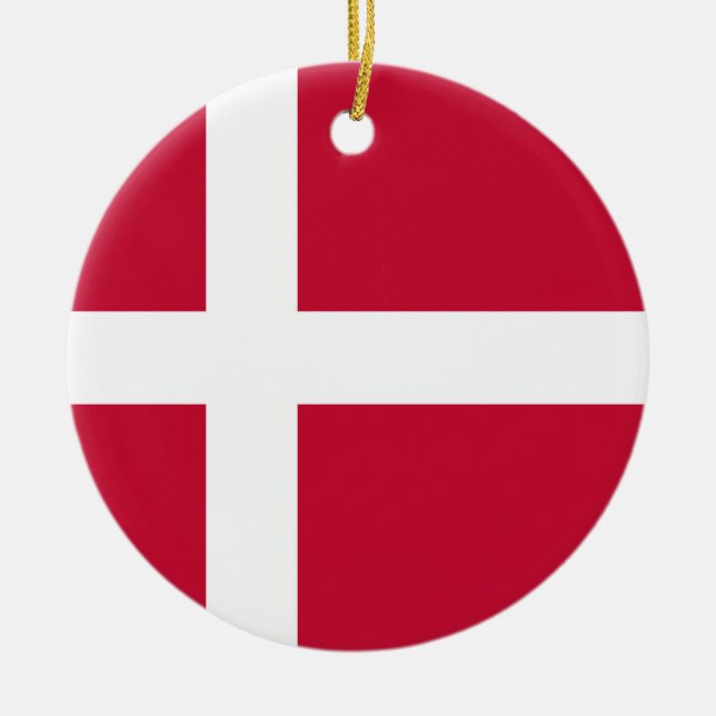Denmark Flag Ceramic Tree Decoration (Front)