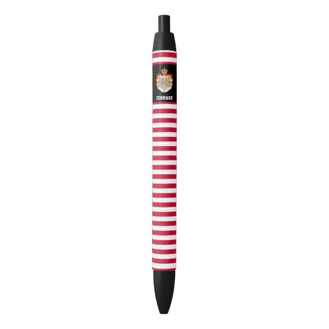 Denmark Flag Cute Patriotic Black Ink Pen (Front Vertical)