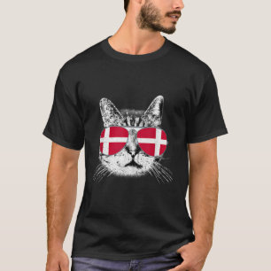 Denmark Flag Danish Cat Sunglasses Funny Men Women T-Shirt