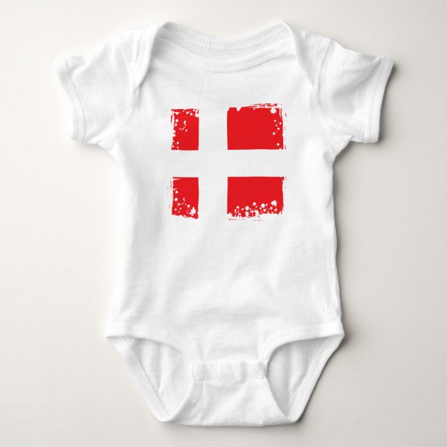 Denmark Flag, Danish Cool Baby cloth Bodysuit (Front)