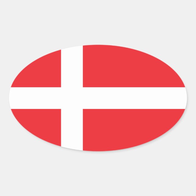 DENMARK FLAG DANNEBROG OVAL STICKER (Front)