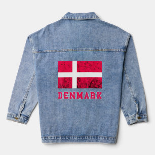 Denmark Flag Dannebrog Retro Danish Pride Danes Ro Denim Jacket