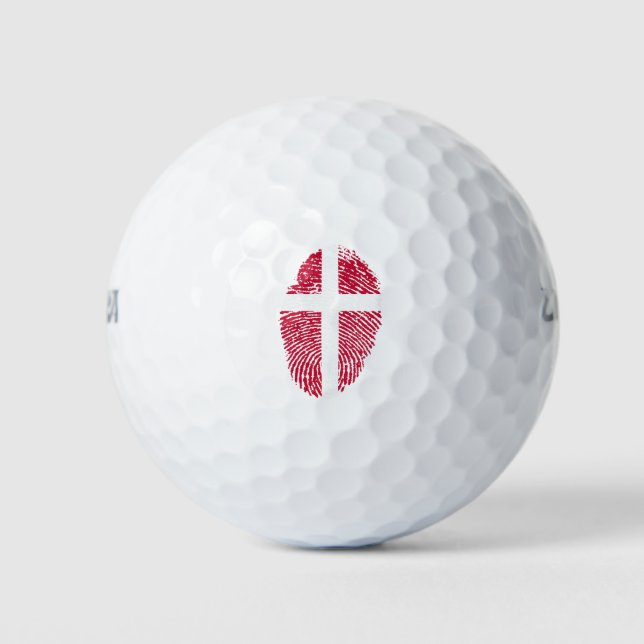 Denmark Flag Fingerprint Country Pride Golf Balls (Front)