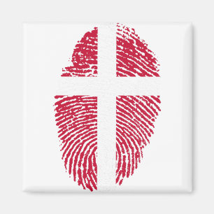 Denmark Flag Fingerprint Country Pride Magnet