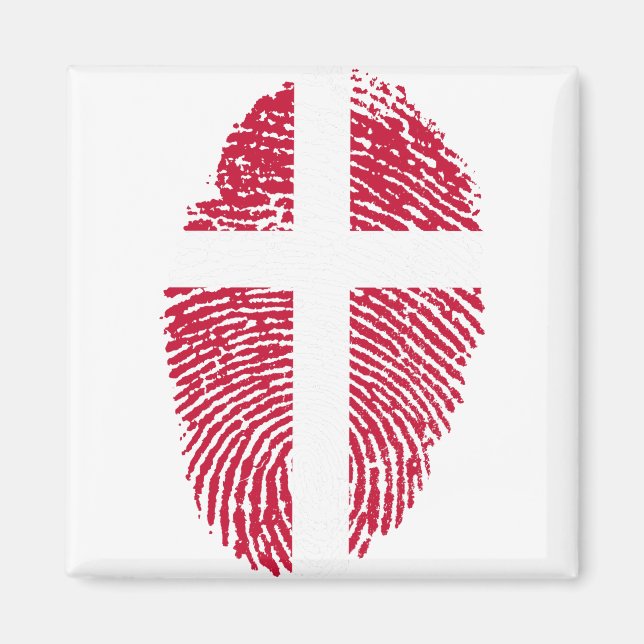 Denmark Flag Fingerprint Country Pride Magnet (Front)