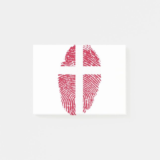 Denmark Flag Fingerprint Country Pride Post-it Notes (Front)