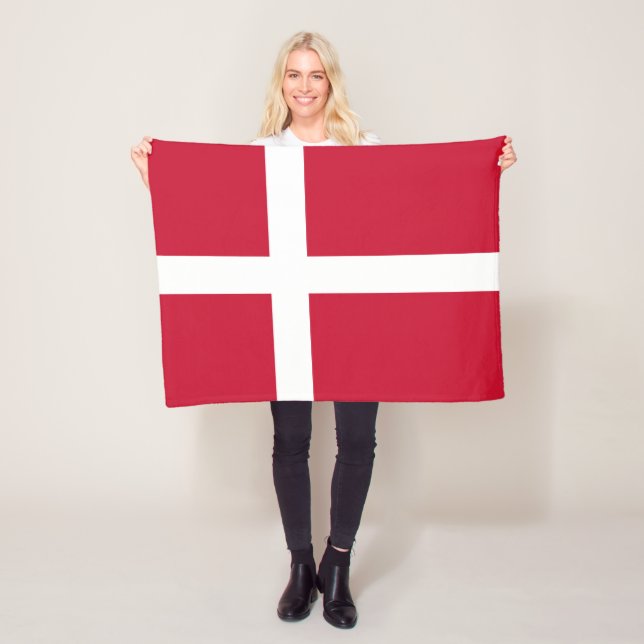 Denmark Flag Fleece Blanket (In Situ)