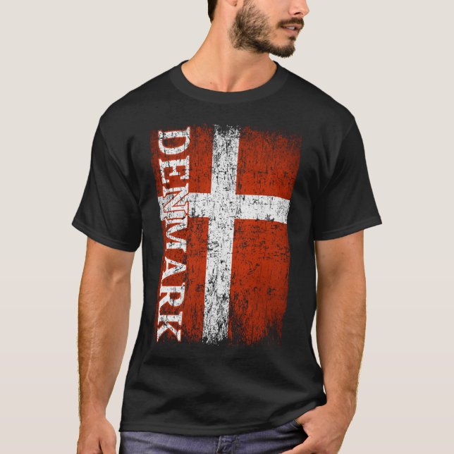 Denmark Flag Gift Women Men Children Denmark Retro T-Shirt (Front)