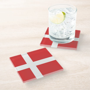 Denmark flag glass coaster