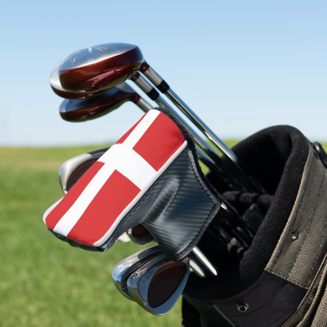 Denmark flag golf head cover (In Situ)