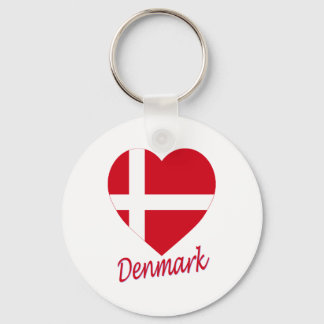 Denmark Flag Heart Key Ring