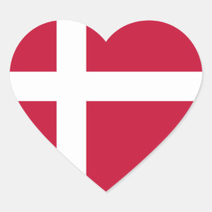 Denmark Flag Heart Sticker