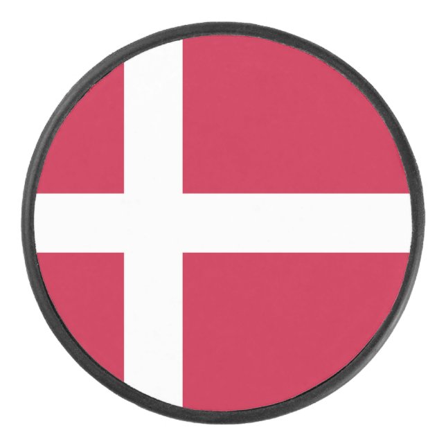 Denmark Flag Hockey Puck (Front)