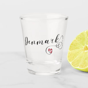 Denmark Flag in Heart, Danish Shot Glass
