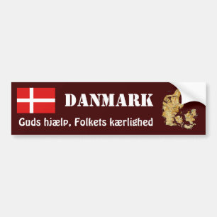 Denmark Flag + Map Bumper Sticker