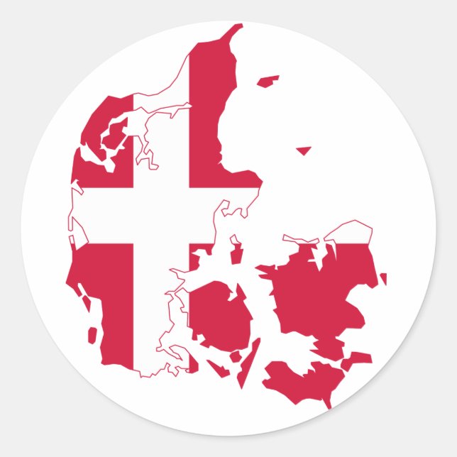 Denmark Flag Map Classic Round Sticker (Front)