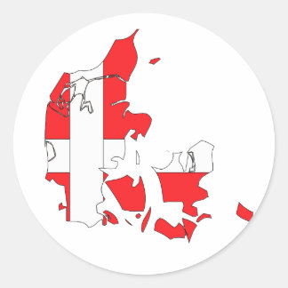 Denmark flag map classic round sticker