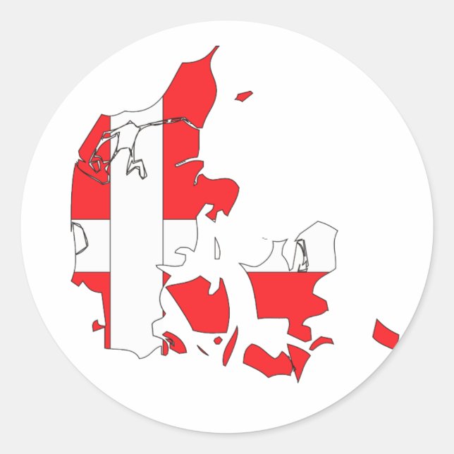 Denmark flag map classic round sticker (Front)
