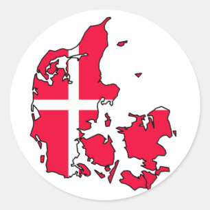 denmark flag map classic round sticker