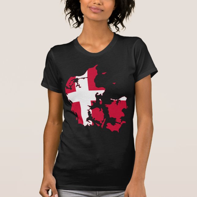 Denmark Flag map DK T-Shirt (Front)
