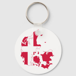 Denmark Flag Map Key Ring
