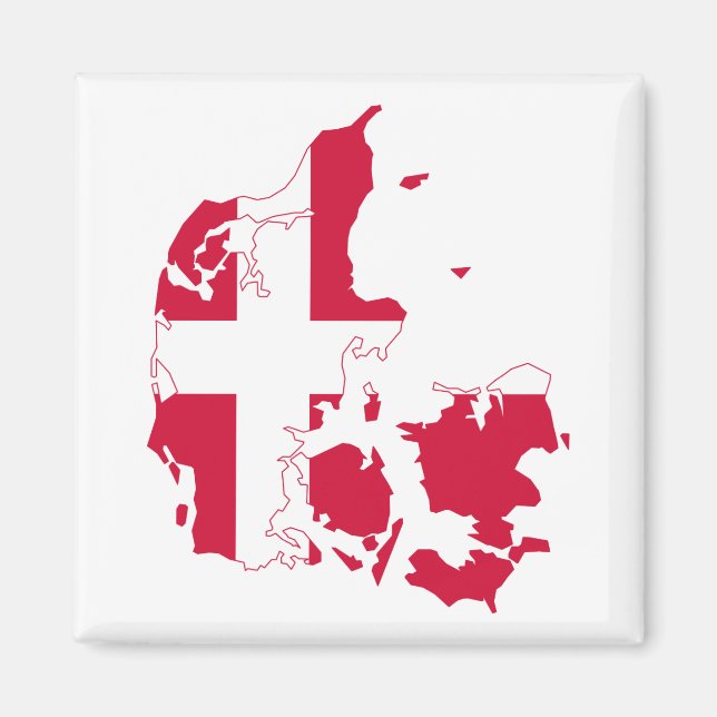 Denmark Flag Map Magnet (Front)
