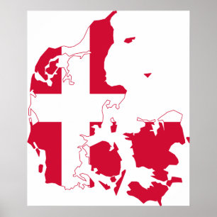 Denmark Flag Map Poster