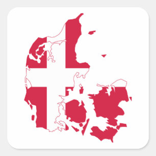 Denmark Flag Map Square Sticker