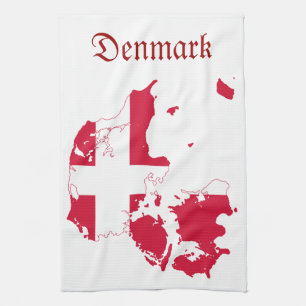 Denmark Flag Map Tea Towel