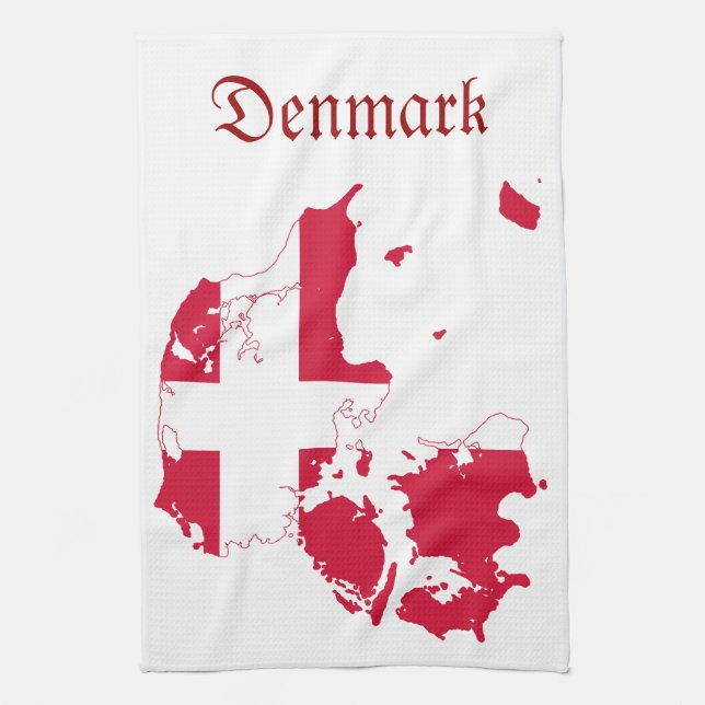 Denmark Flag Map Tea Towel (Vertical)