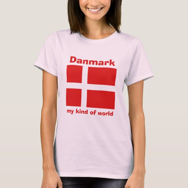 Denmark Flag + Map + Text T-Shirt (Front)
