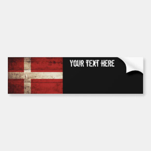 Denmark Flag on Old Wood Grain Bumper Sticker