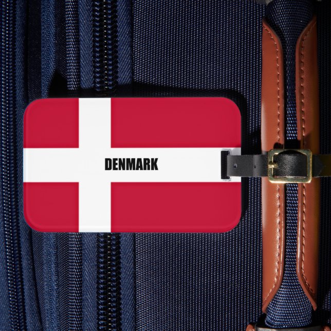 Denmark Flag (red and white) Luggage Tag (Front Insitu 4)