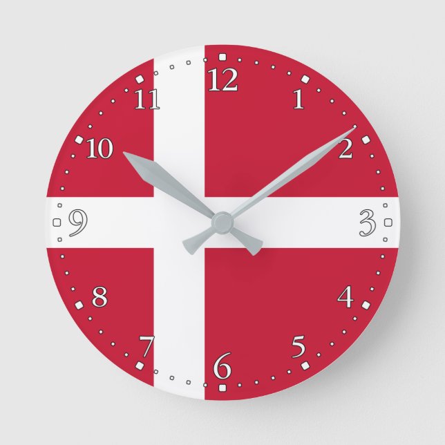 Denmark Flag Round Clock (Front)