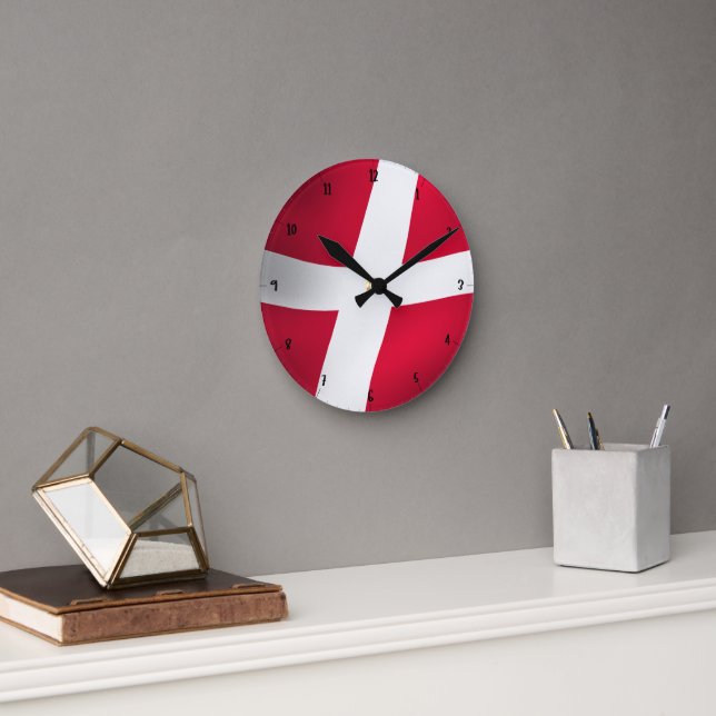 DENMARK FLAG ROUND CLOCK (Office)