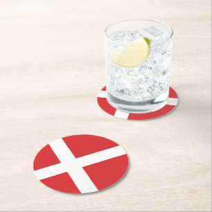 Denmark flag round paper coaster