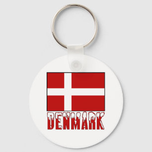 Denmark Flag Snow Key Ring