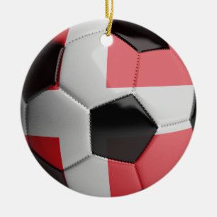 Denmark Flag Soccer Ball Ceramic Tree Decoration