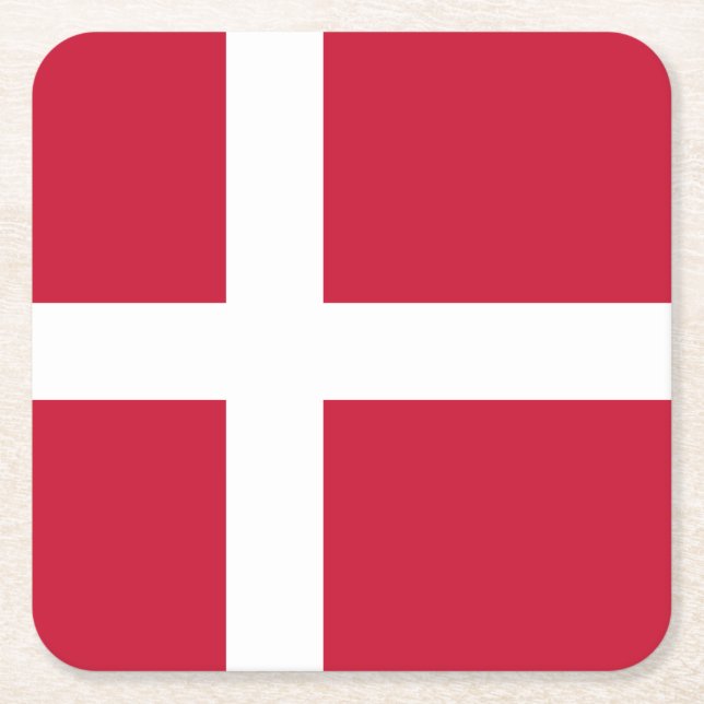 Denmark Flag Square Paper Coaster (Front)
