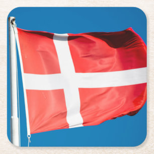 Denmark Flag Square Paper Coaster