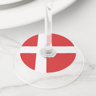 Denmark flag wine glass tag