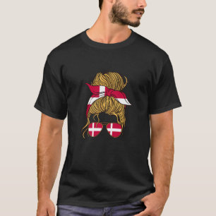 Denmark Flag Woman Dansk Girl Danish Pride Roots H T-Shirt
