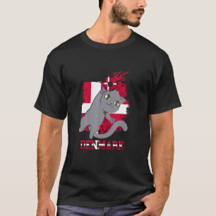 Denmark Football Danes Cat Denmark Flag Dansk Dani T-Shirt