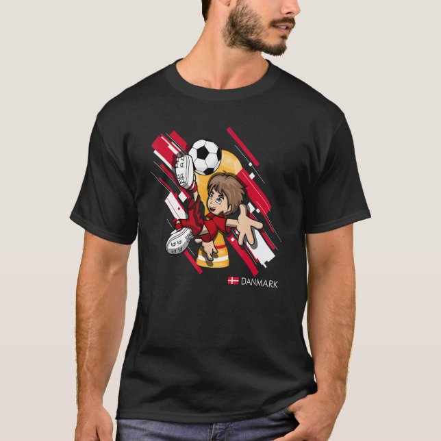 Denmark Football Soccer Kids Playing Soccer Goal D T-Shirt (Front)