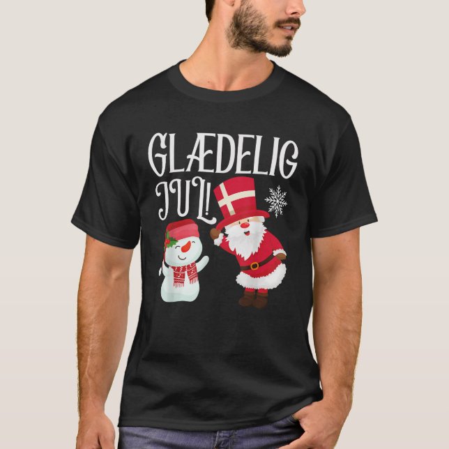 Denmark Gl delig Jul Danish Merry Christmas Gl del T-Shirt (Front)