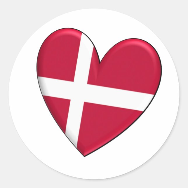 Denmark Heart Flag Classic Round Sticker (Front)